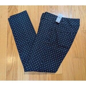 LOFT Marisa Skinny Pants Womens 0 Black Geometric Print Ankle Dress Pants NWT